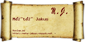 Máté Jakus névjegykártya